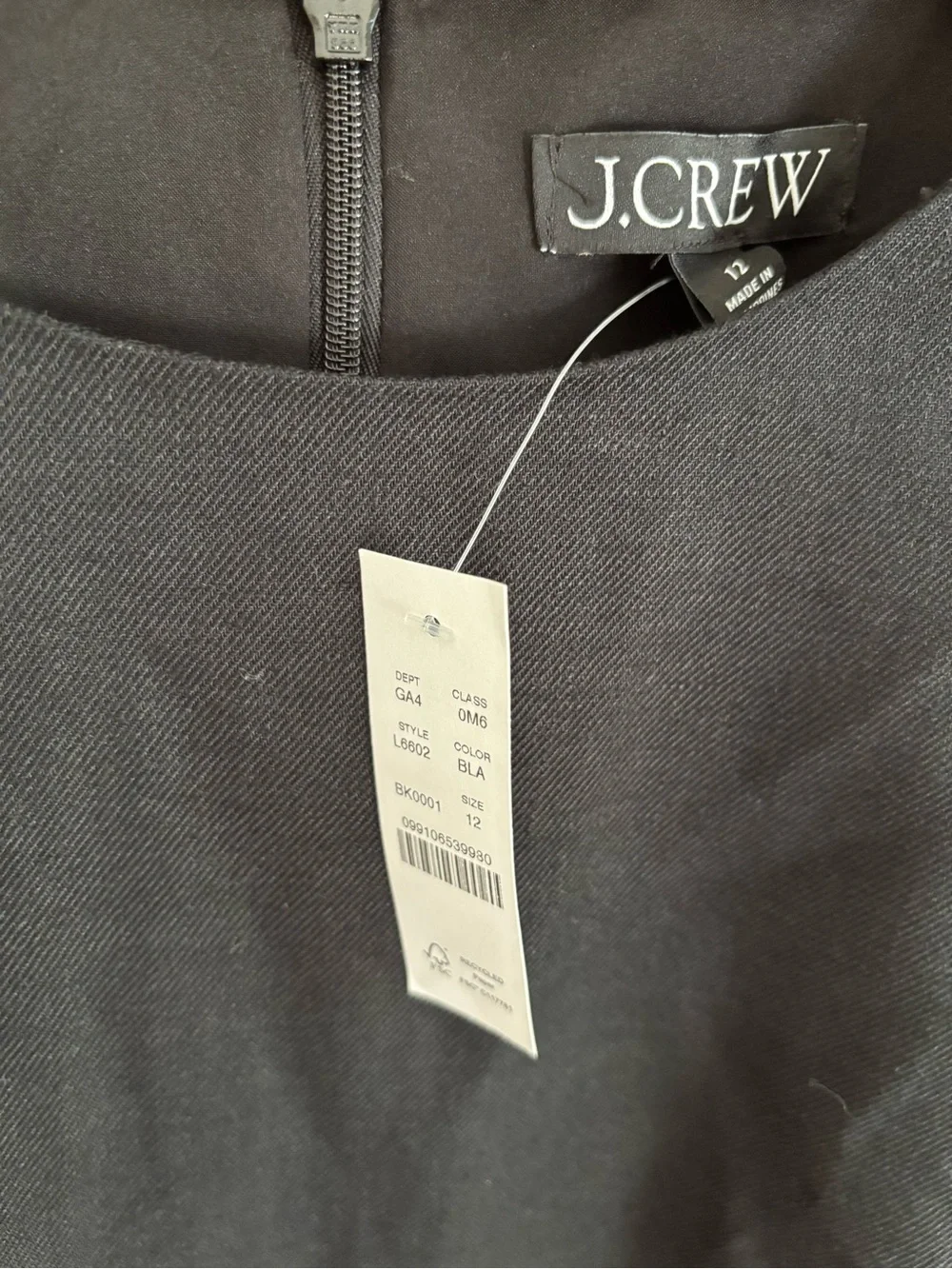 J. Crew Cap-Sleeve Resume Dress Black Linen Sheath Size 12 NWT